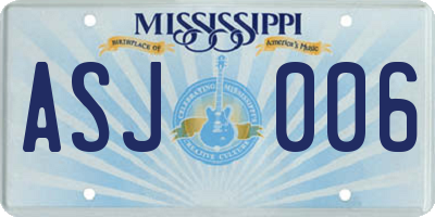 MS license plate ASJ006