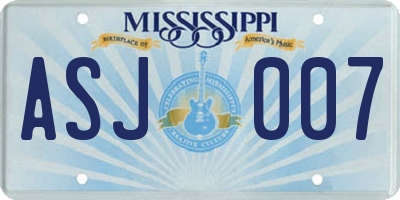 MS license plate ASJ007