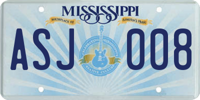 MS license plate ASJ008