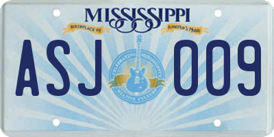 MS license plate ASJ009