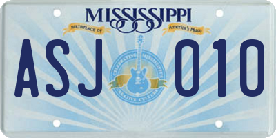 MS license plate ASJ010