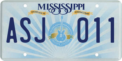 MS license plate ASJ011