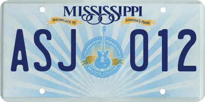 MS license plate ASJ012