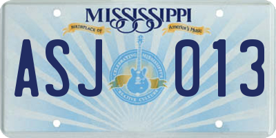 MS license plate ASJ013