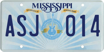 MS license plate ASJ014