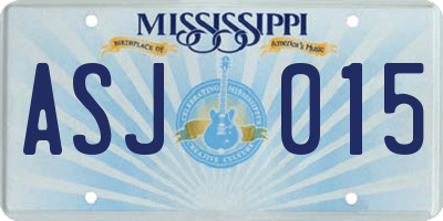 MS license plate ASJ015
