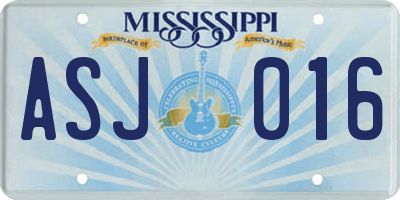 MS license plate ASJ016