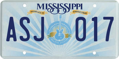 MS license plate ASJ017
