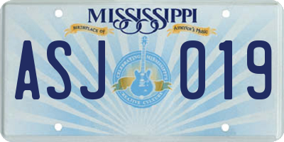 MS license plate ASJ019