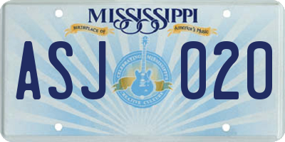 MS license plate ASJ020