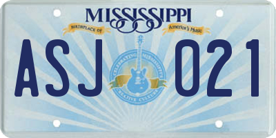 MS license plate ASJ021