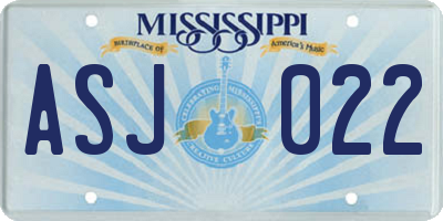 MS license plate ASJ022