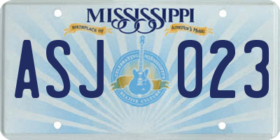 MS license plate ASJ023