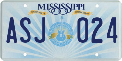 MS license plate ASJ024