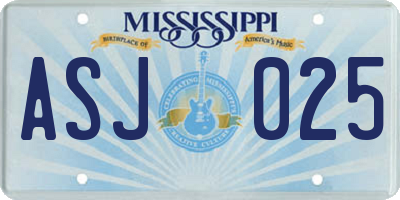 MS license plate ASJ025