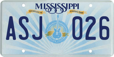 MS license plate ASJ026