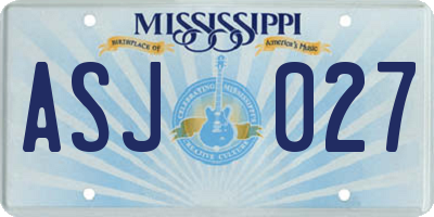 MS license plate ASJ027