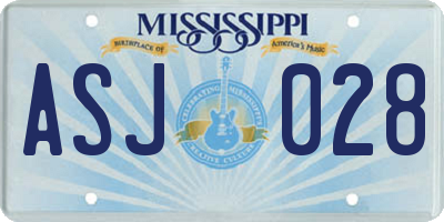 MS license plate ASJ028