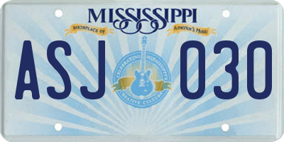 MS license plate ASJ030