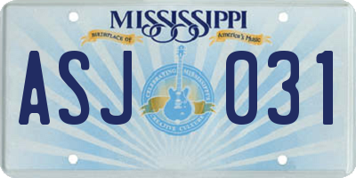MS license plate ASJ031