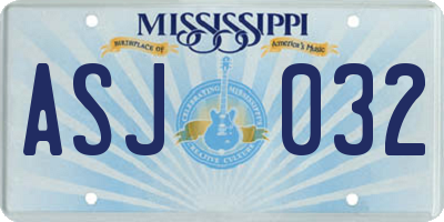 MS license plate ASJ032