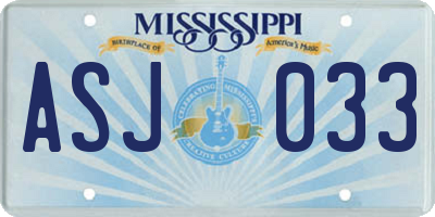 MS license plate ASJ033
