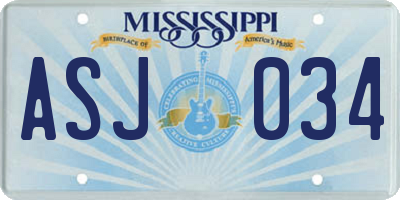 MS license plate ASJ034