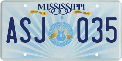 MS license plate ASJ035