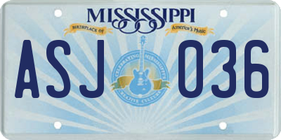 MS license plate ASJ036