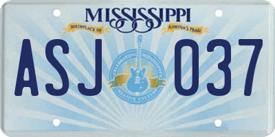 MS license plate ASJ037