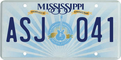 MS license plate ASJ041
