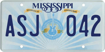MS license plate ASJ042