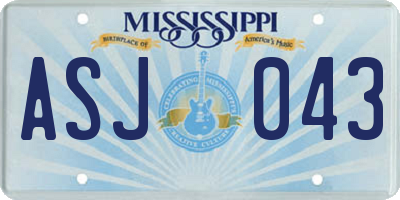 MS license plate ASJ043