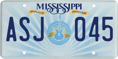 MS license plate ASJ045