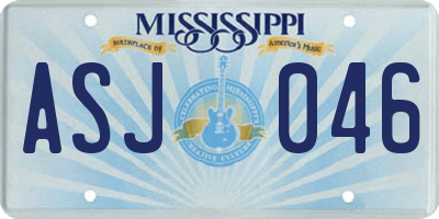 MS license plate ASJ046