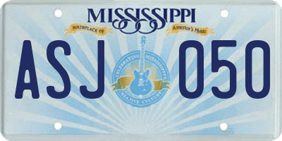 MS license plate ASJ050