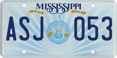 MS license plate ASJ053