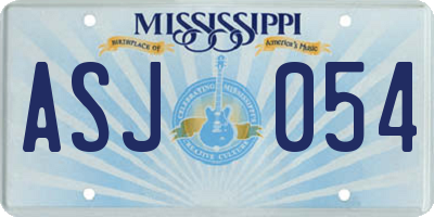 MS license plate ASJ054