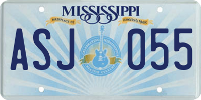MS license plate ASJ055
