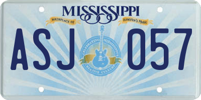 MS license plate ASJ057