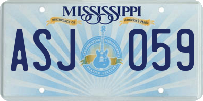 MS license plate ASJ059
