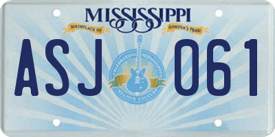 MS license plate ASJ061