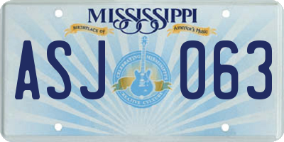 MS license plate ASJ063