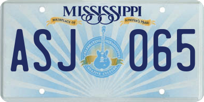 MS license plate ASJ065