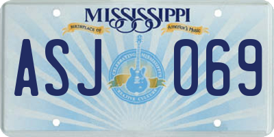 MS license plate ASJ069