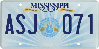 MS license plate ASJ071
