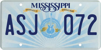 MS license plate ASJ072