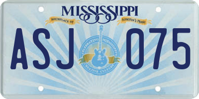 MS license plate ASJ075