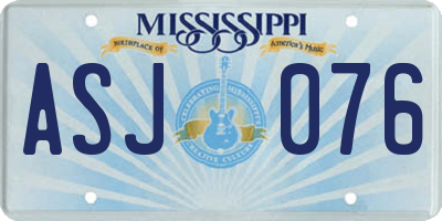 MS license plate ASJ076