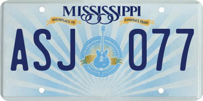MS license plate ASJ077